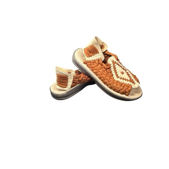 Chubasco Aztec Woven Unisex Leather Sandals Men's Size 7-8 Ladies 9-10 Handmade - Picture 6 of 9